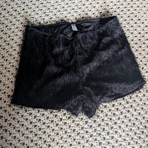 iHeartRaves Black Furry Shorts